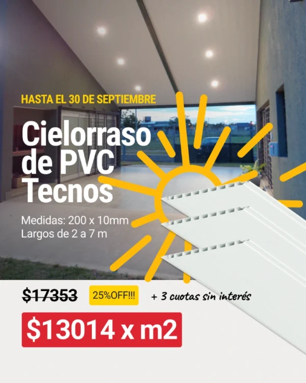 Cielorraso de PVC Tecnos (200x10mm) x m2