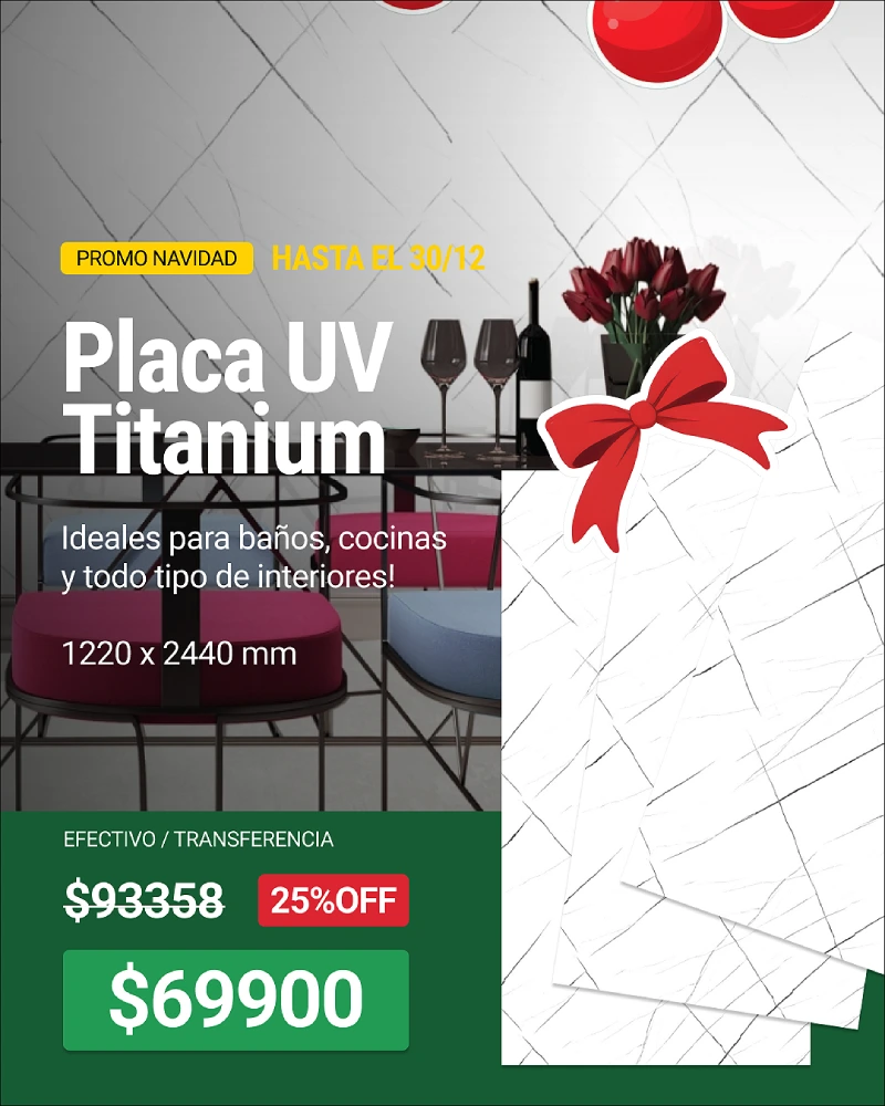 Placa UV Titanium de 1.22 x 2.44 m