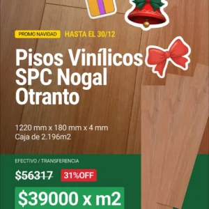 Piso Vinílico Sense Nogal Otranto 1220x180x4mm x m2