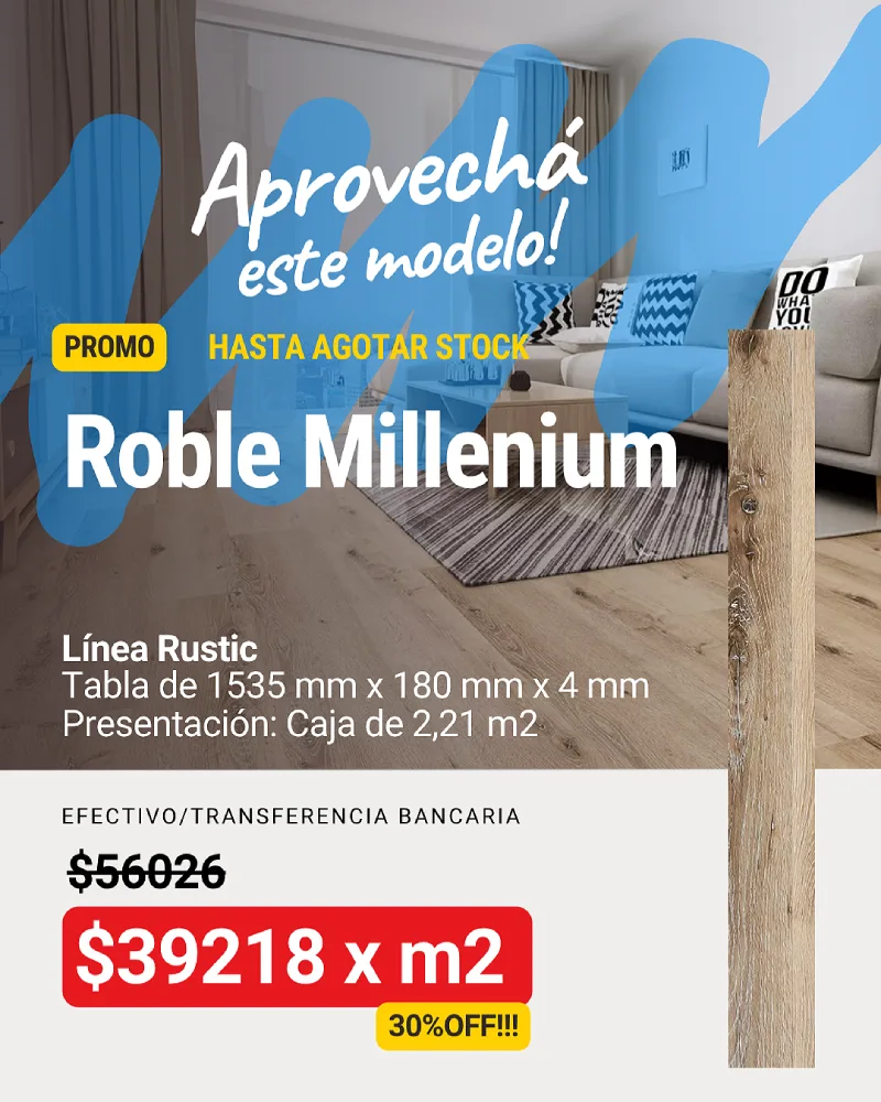 Piso Vinílico Rustic Roble Millenium