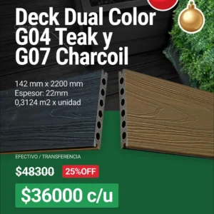 Deck Co Extruded Dual Color G04 Teak y G07 Charcoal x unidad