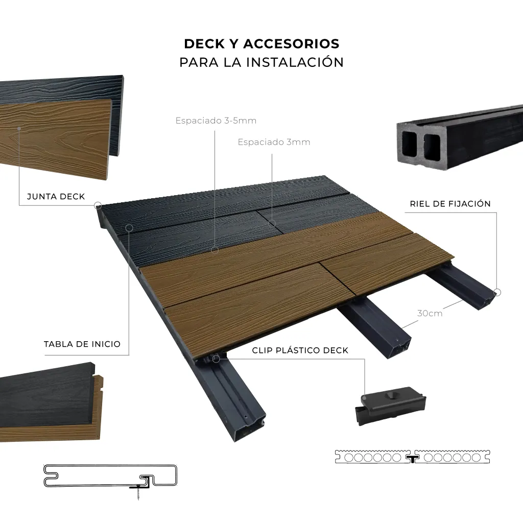 Deck Co Extruded Dual Color G04 Teak y G07 Charcoal x unidad - Imagen 9