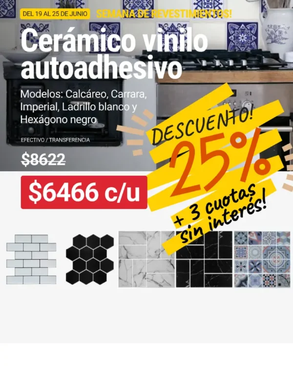 Cerámico Vinílico autoadhesivo – Calcareo 25 x 25 cm
