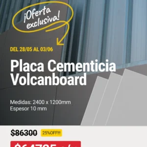 Placa Cementicia Volcanboard Placo 10 mm de 1200 x 2400 mm