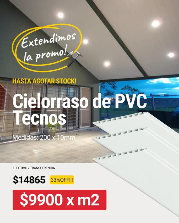Cielorraso Tecnos (200x10mm) x m2