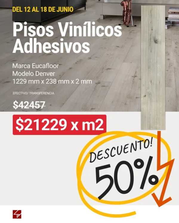 Piso Vinílico Eucafloor Basic Denver 1229x238x2mm x m2