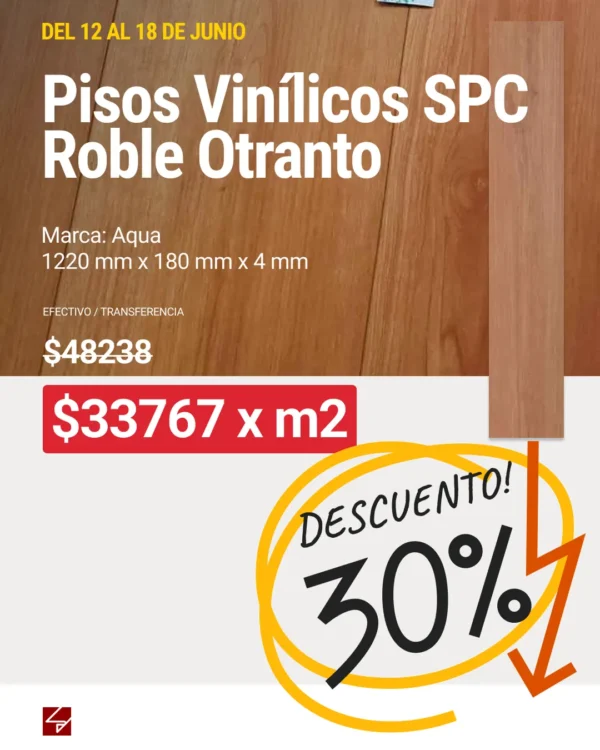 Piso Vinílico Sense Roble Otranto 1220x180x4mm x m2