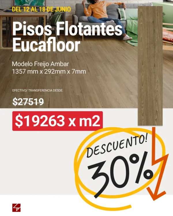 Piso Flotante 7mm Freijo Ambar x m2