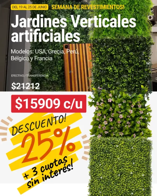 Jardín Artificial Vertical USA 50x50cm x unidad