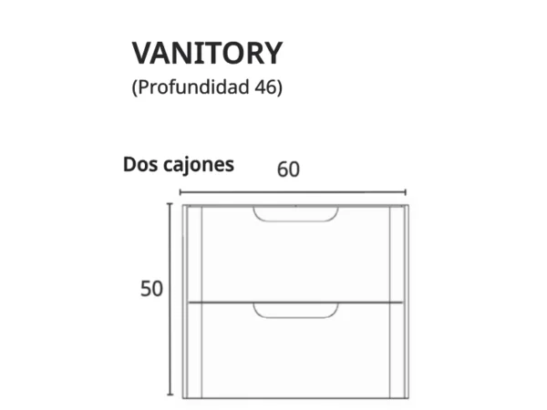 Vanitory Colgante Uniq Blanco 60 cm 2 cajones - Imagen 2