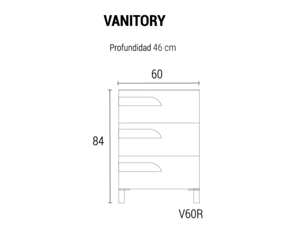 Vanitory de Pie Rivo PVC Rovere 60 cm 3 cajones - Imagen 2