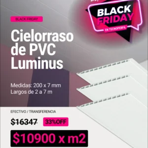 Cielorraso de PVC Luminus Liso (200x7mm) x m2