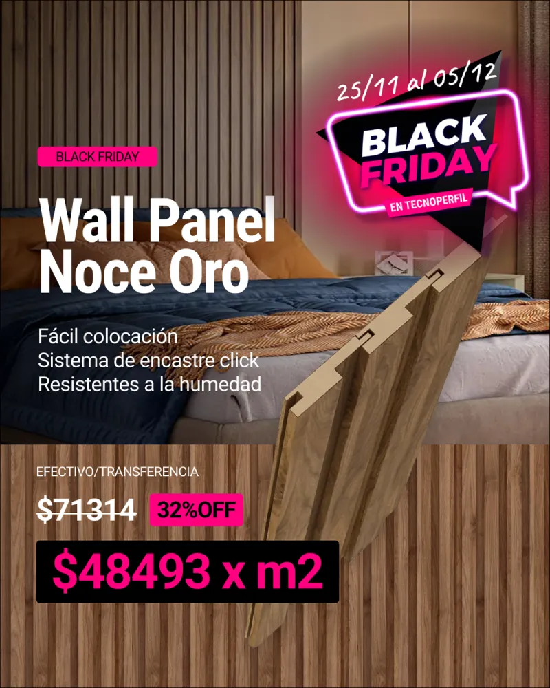 Wall Panel MDF RH Noce Oro