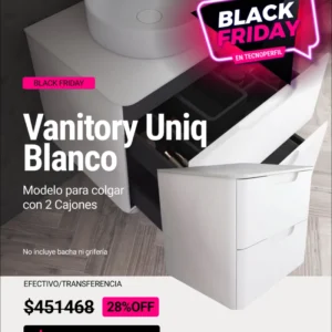 Vanitory Colgante Uniq Blanco 60 cm 2 cajones