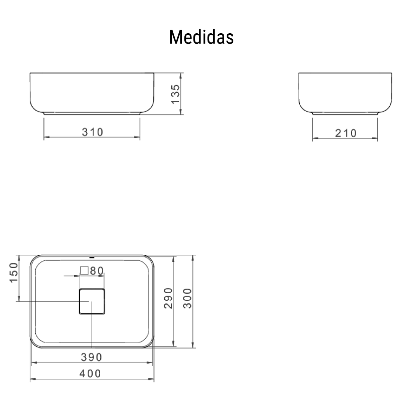 Bacha Deca Slime L.13040.17 Rectangular 40cm Blanca - Imagen 2