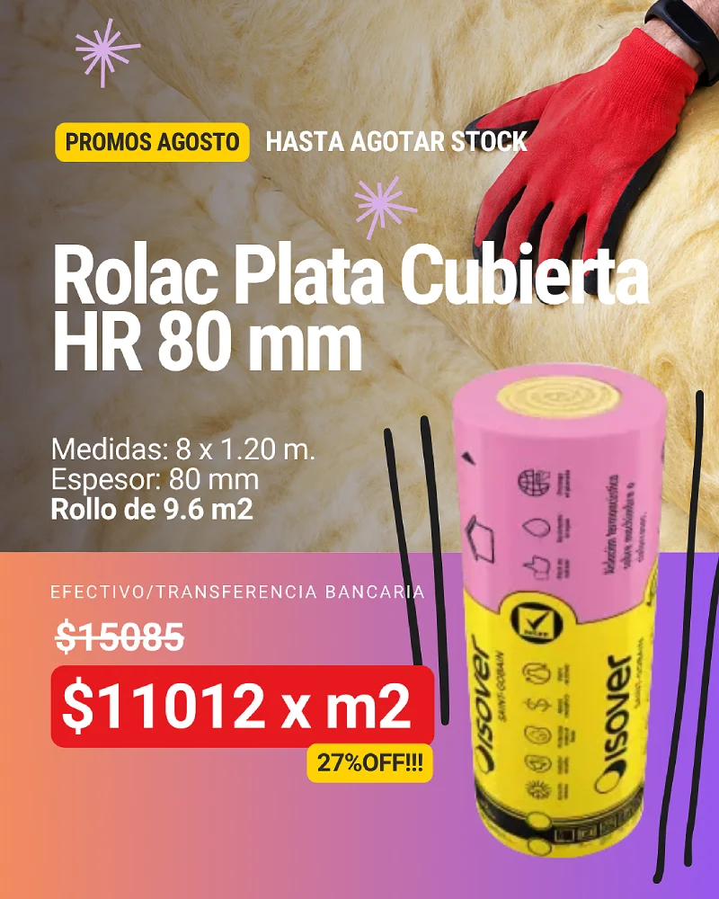 Lana de vidrio Rolac Plata Cubierta HR 80mm