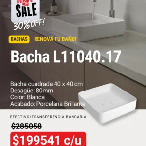Bacha Deca Slime L.11040.17 Cuadrada 40cm Blanca