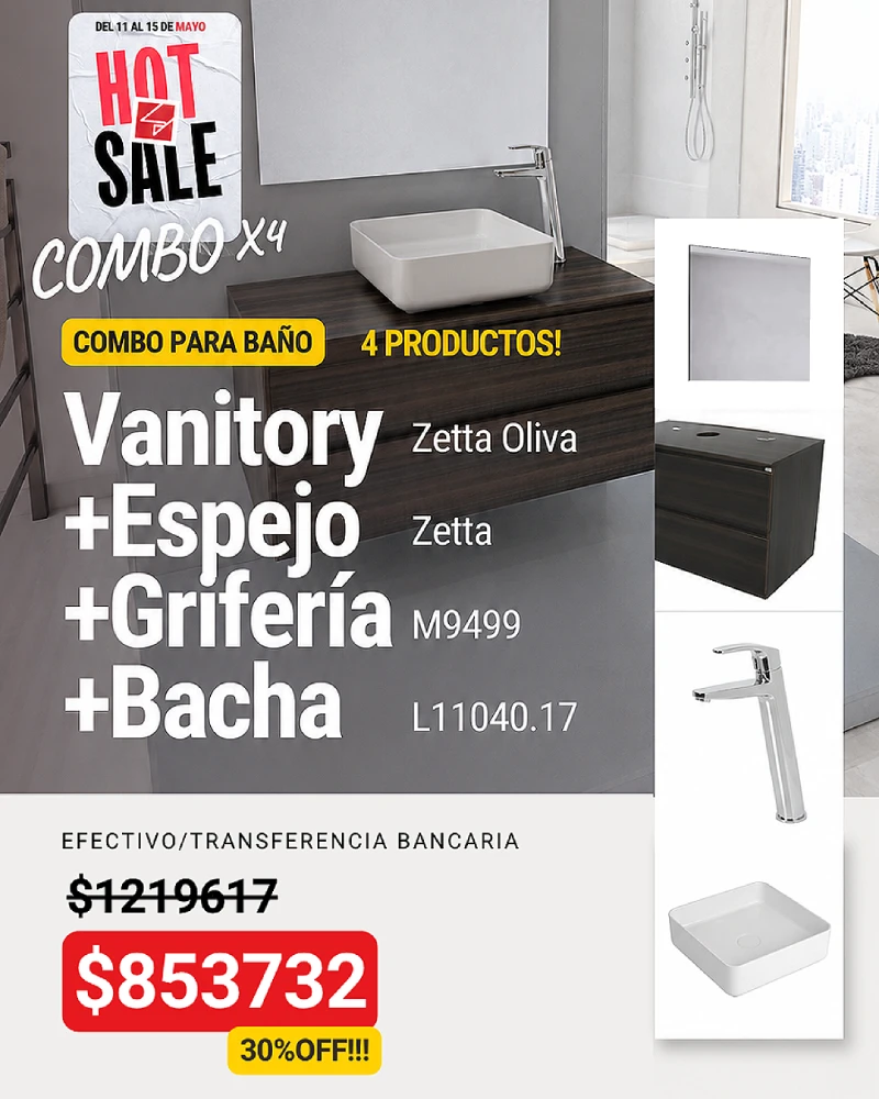 Combo x4 productos para baño