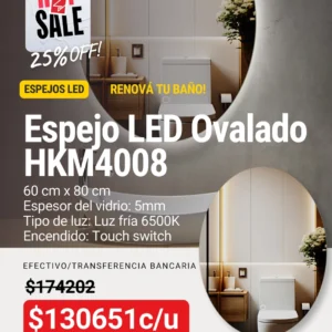 Espejo LED Ovalado HKM4008 60x80cm