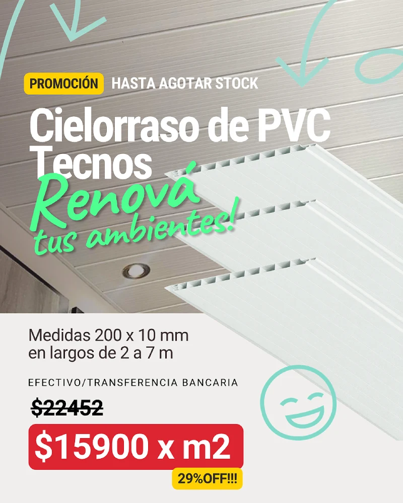 Cielorraso de PVC modelo Tecnos
