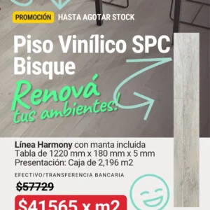 Piso Vinílico Harmony Bisque con manta