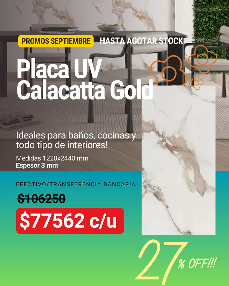 Placa UV Calacatta Gold 1.22x2.44m