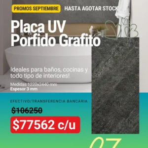 Placa UV Porfido Grafito 1.22 x 2.44m
