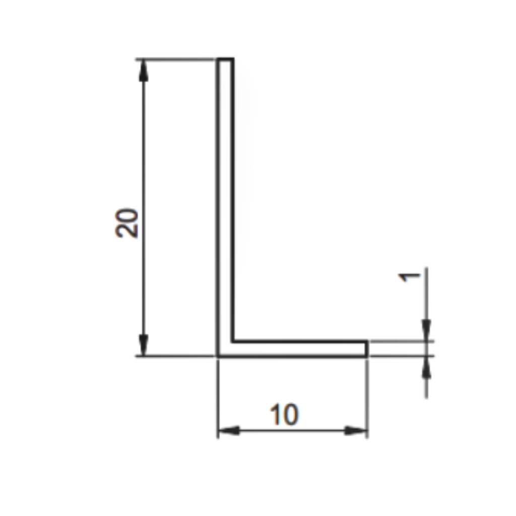 Perfil L de PVC TEC 473 20x10x1mm de 2,7mts Negro - Imagen 2