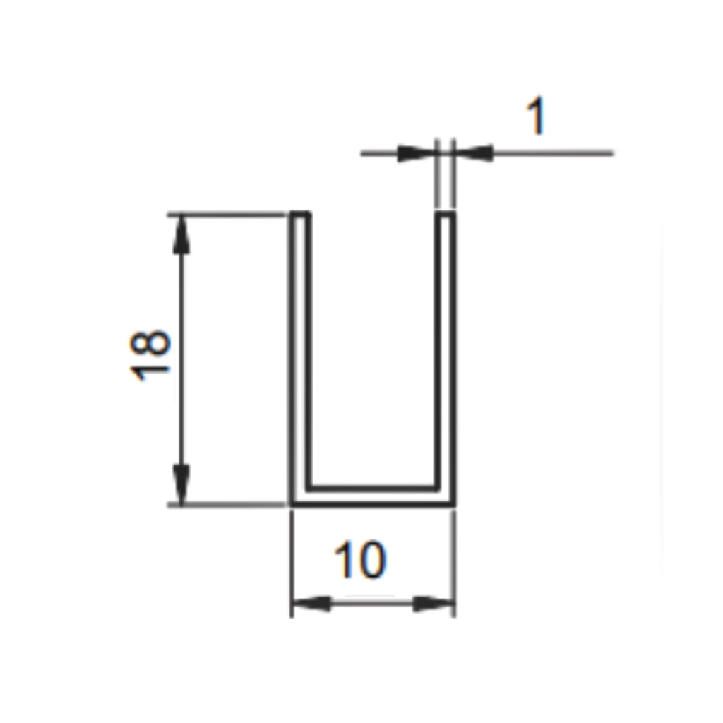 Perfil U de PVC TEC 476 18x10x1mm de 2,7mts Blanco - Imagen 3