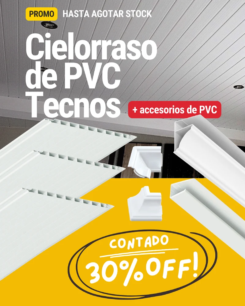 Promo de Cielorrasos de PVC Modelo Tecnos + Accesorios de PVC
